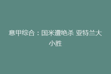 意甲综合：国米遭绝杀 亚特兰大小胜