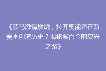 《罗马激情燃烧,拉齐奥能否在新赛季创造历史?揭秘紫百合的复兴之路》