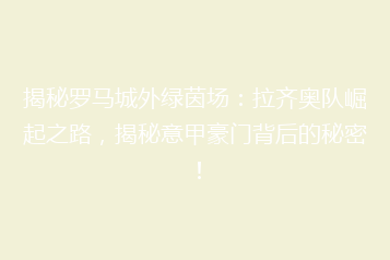揭秘罗马城外绿茵场:拉齐奥队崛起之路,揭秘意甲豪门背后的秘密!