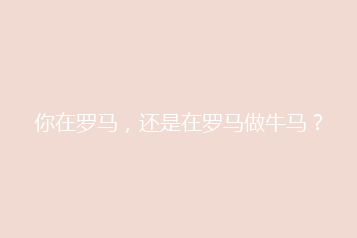 你在罗马,还是在罗马做牛马?