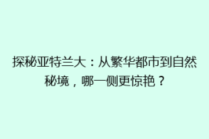 探秘亚特兰大：从繁华都市到自然秘境，哪一侧更惊艳？