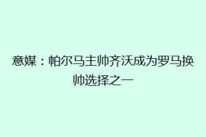 意媒：帕尔马主帅齐沃成为罗马换帅选择之一
