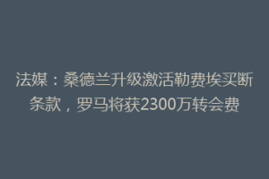 法媒：桑德兰升级激活勒费埃买断条款，罗马将获2300万转会费