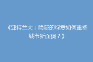 《亚特兰大：隐藏的绿意如何重塑城市新面貌？》
