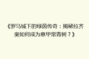 《罗马城下的绿茵传奇:揭秘拉齐奥如何成为意甲常青树?》