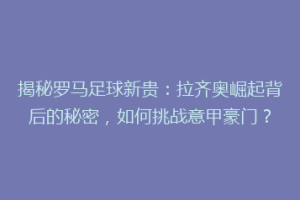 揭秘罗马足球新贵：拉齐奥崛起背后的秘密，如何挑战意甲豪门？